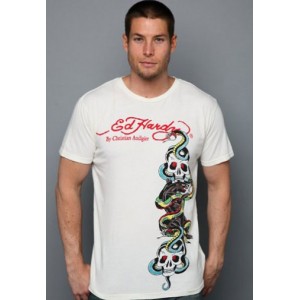 Men's Ed Hardy Panther Snake Fight Basic Tee white