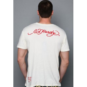 Men's Ed Hardy Panther Snake Fight Basic Tee white