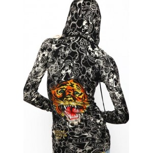 Women's Ed Hardy LKS Tiger Knitted Pullover Hoody Black