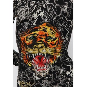 Women's Ed Hardy LKS Tiger Knitted Pullover Hoody Black