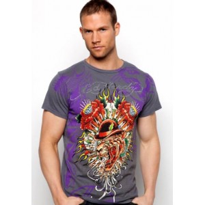 Men's Ed Hardy Mum Cat Specialty Rhinestone Tee