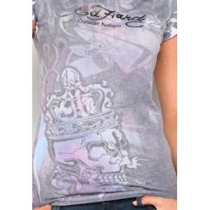 Women's Ed Hardy King Skull Sublimation Tee Grey