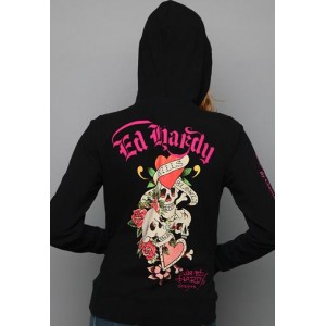 Women's Ed Hardy Skull And Roses Basic Hoody