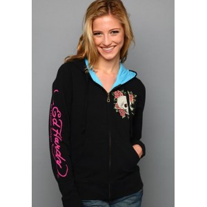 Women's Ed Hardy Skull And Roses Basic Hoody