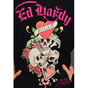 Women's Ed Hardy Skull And Roses Basic Hoody