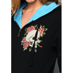 Women's Ed Hardy Skull And Roses Basic Hoody