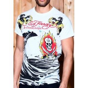 Men's Ed Hardy Flaming Sword 13 Skull Specialty Tee