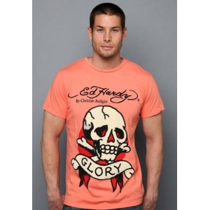 Men's Ed Hardy Skull Glory Basic Tee coral