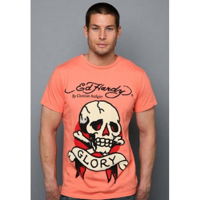 Men's Ed Hardy Skull Glory Basic Tee coral