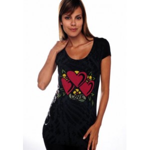 Women's Ed Hardy Three Hearts Specialty Scoop Neck Tunic