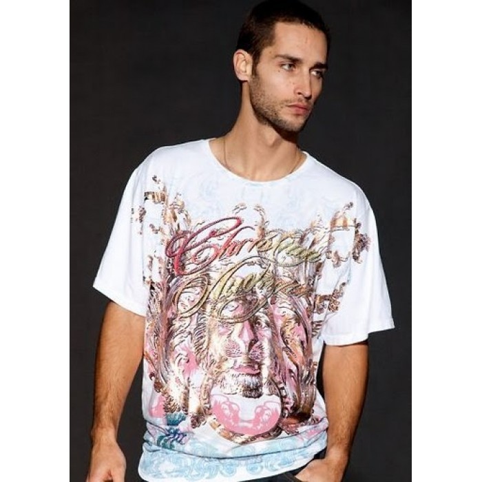 Christian Audigier Bird Of Prey Enzyme Washed Tee White